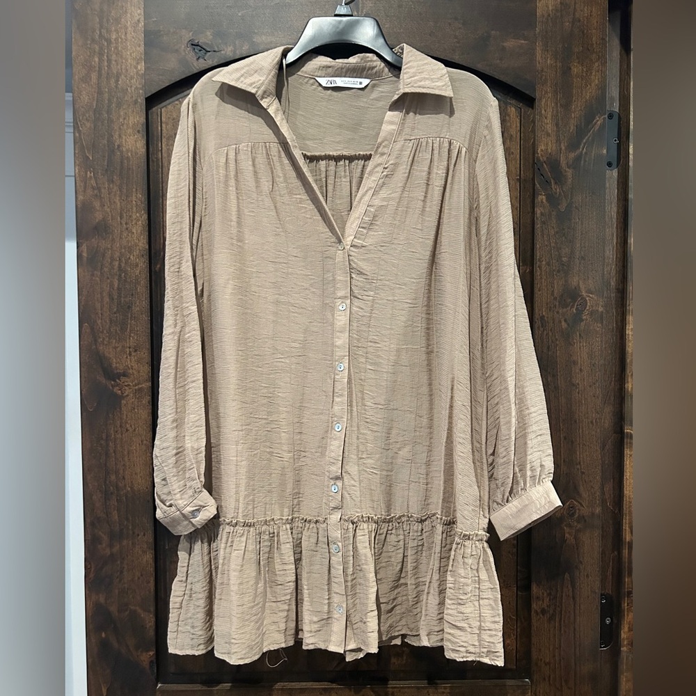 Zara Long Sleeve Cream Top - size S